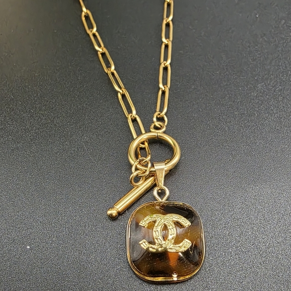 Chanel Gold and Brown Pendant Necklace - Picture 1 of 5